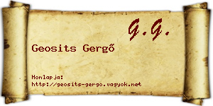 Geosits Gergő névjegykártya